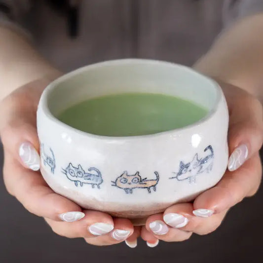 Neko Cats Porcelain Mini Matcha Bowl | Japan