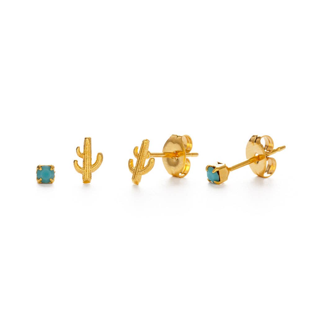 Cactus + Turquoise Stud Earring Set | Amano Studio (CA)