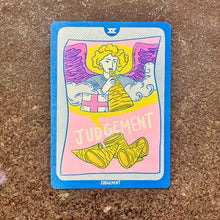 Load image into Gallery viewer, Cornerstore Tarot Risograph Print Postcard | Judgement | Christina Hu (CA)