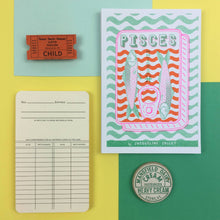 Load image into Gallery viewer, Pisces Zodiac A6 Risograph Print | Jacqeline Colley (UK)