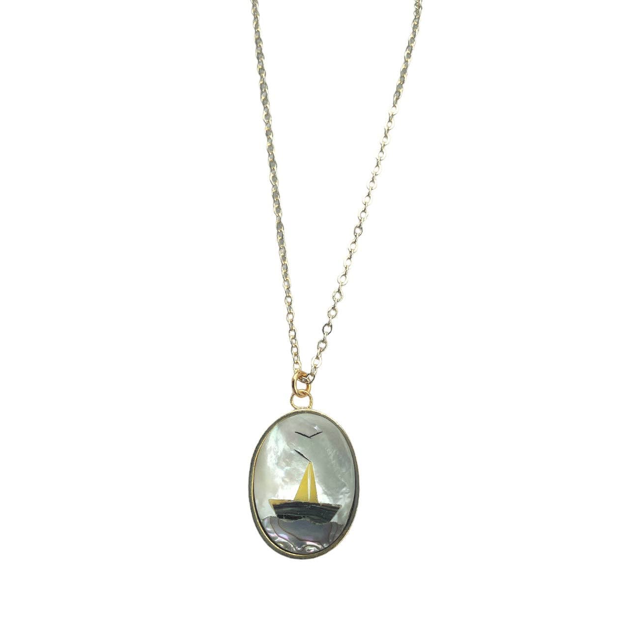 Mother Of Pearl Sailboat Necklace | The Sage Vintage (IL)