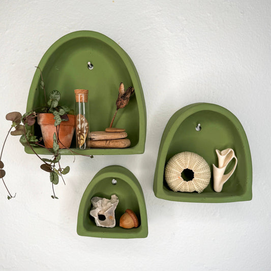 Cement Arch of Inspiration Floating Shelves | Moss | The Minimalist Ceramist (CA)