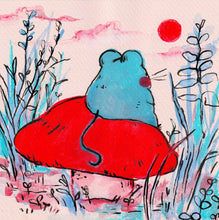 Load image into Gallery viewer, Blue Mouse Thinking on a Mushroom Print | Rebekah Evans (NC)