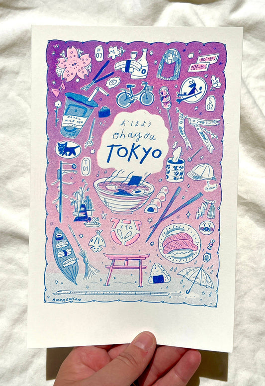 Travel Card Series Tokyo Risograph Print | Natalie Andrewson (CA)