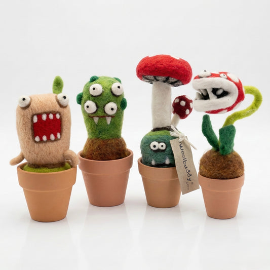 Handmade Wool Needle Felted Piranha Plant | Woolbuddy (CA)