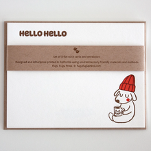 Load image into Gallery viewer, Hello Hello Dog Letterpress Flat Note Card | Fugu Fugu Press (CA)