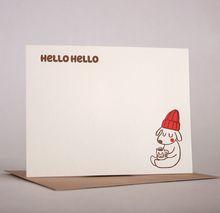 Load image into Gallery viewer, Hello Hello Dog Letterpress Flat Note Card | Fugu Fugu Press (CA)