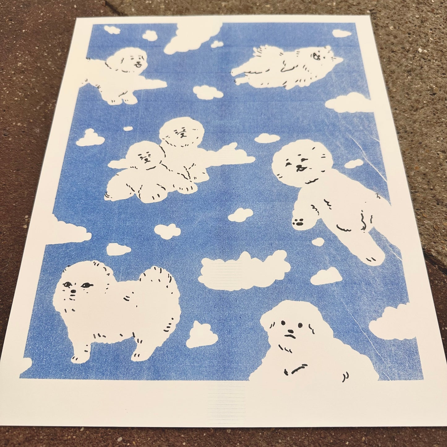 Cloud Dogs Risograph Print | Fantasy Boy Taro (TX)