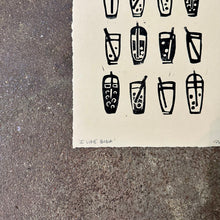 Load image into Gallery viewer, I Like Boba Linocut Print | Ellen Orchard (TX)