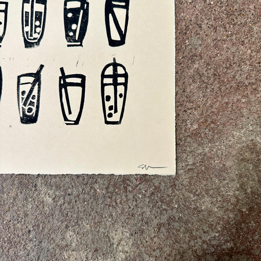 I Like Boba Linocut Print | Ellen Orchard (TX)