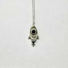 Load image into Gallery viewer, Rocket Necklace with Black Onyx (White Bronze) | Therese Kuempel Jewelry (IL)