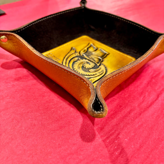 Leather Catch-All Tray | Flora Stamped | Gomez Handcrafted Leathergoods (TX)