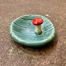 Load image into Gallery viewer, Tiny Faux Bois Ceramic Ring Tray with Mushroom | Tasha McKelvey (VA)