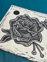 Load image into Gallery viewer, Rose Linocut Print | BW Tattoo Series | Luke Martin (MD)