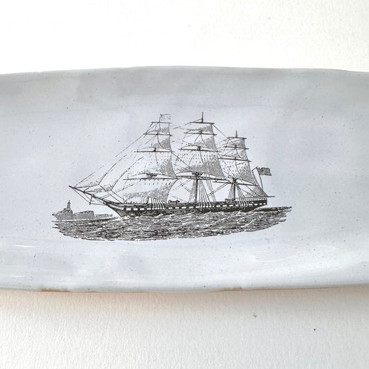 SOUVENIR Very Big Long Plate | Ship | Kühn Keramik (Germany)