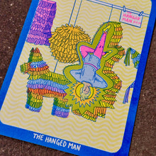 Load image into Gallery viewer, Cornerstore Tarot Risograph Print Postcard | The Hanged Man | Christina Hu (CA)