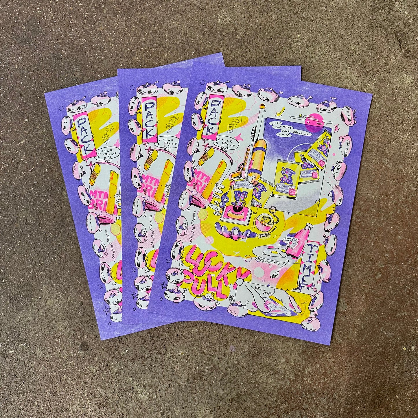Lucky Pull Risograph Art Print | Play Nice Press (TX)