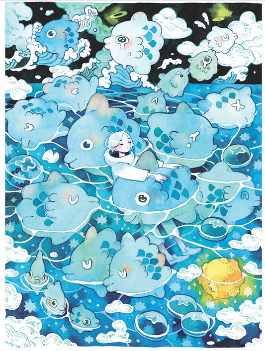 Moon Bathing Art Print | Koyamori (CAN)