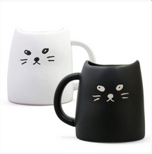 Load image into Gallery viewer, Black & White Ceramic Cat Mug Set (Japan)