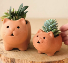 Load image into Gallery viewer, Terra Cotta Cat Planter (Japan)