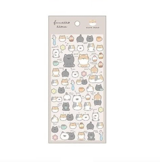 Fuwa Neko Fluffy Time Sticker Sheet (Japan)
