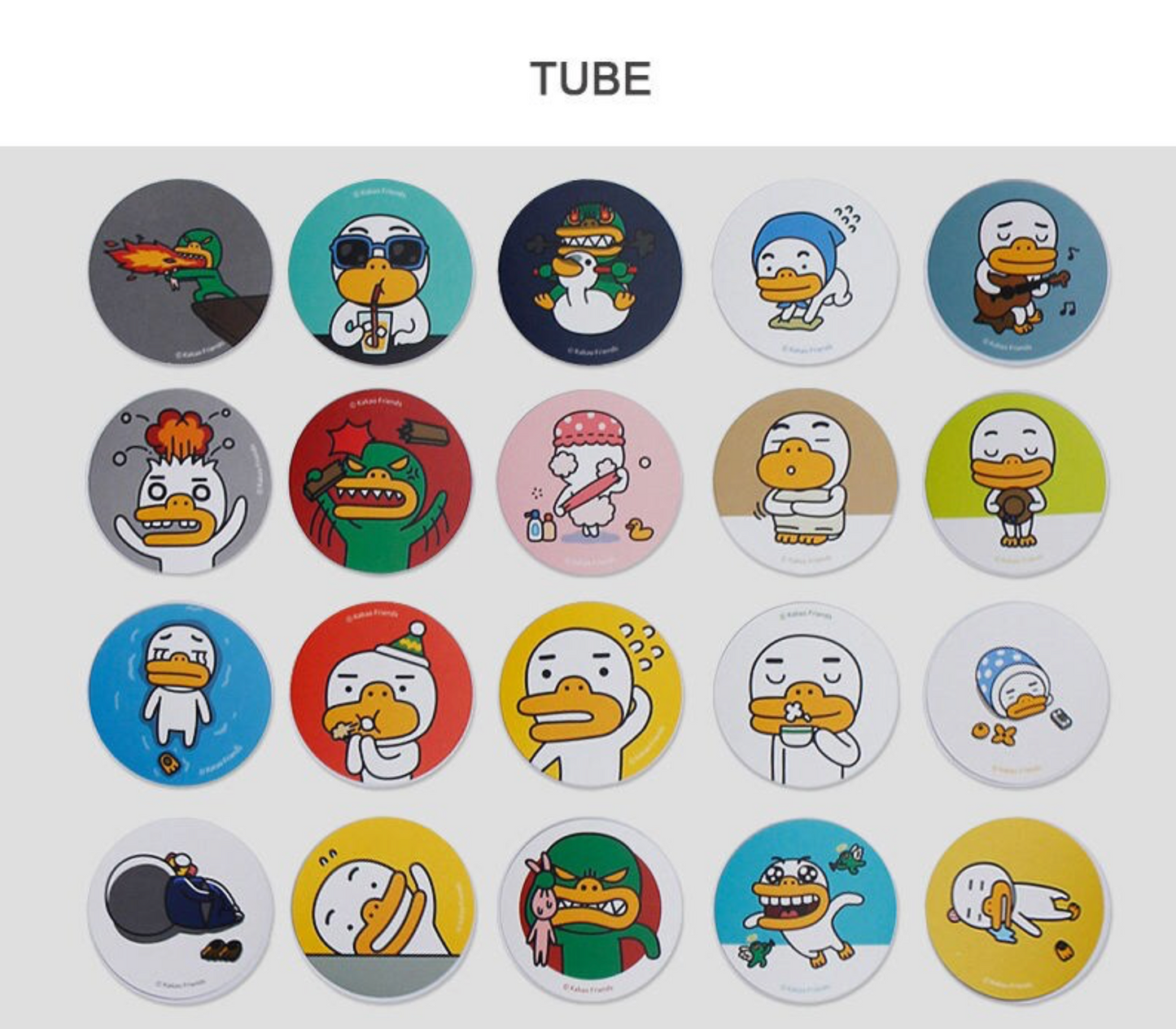 TUBE Round Sticker Pack | Kakao Friends (Korea)