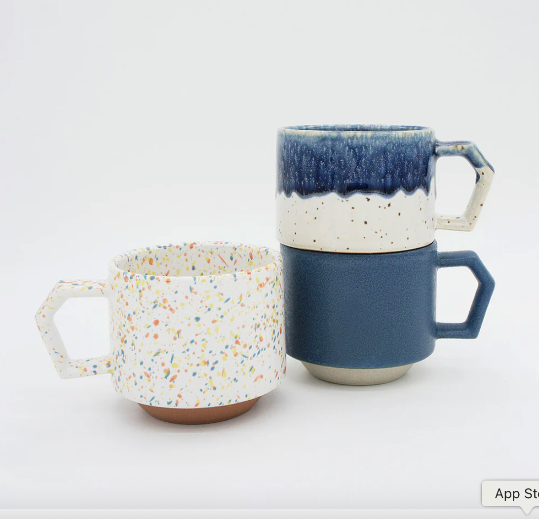 Stackable Ceramic Mug | White Navy Drop | CHIPS Inc (Japan)