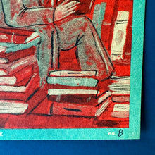 Load image into Gallery viewer, Reader in a Green Suit Risograph Art Print | Jill Kittock (MN)