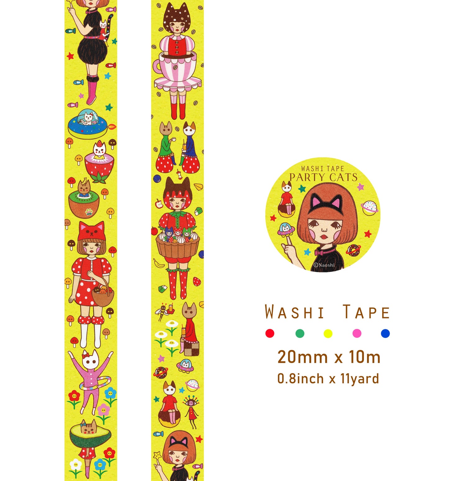 Party Cats Washi Tape | Naoshi (CA)