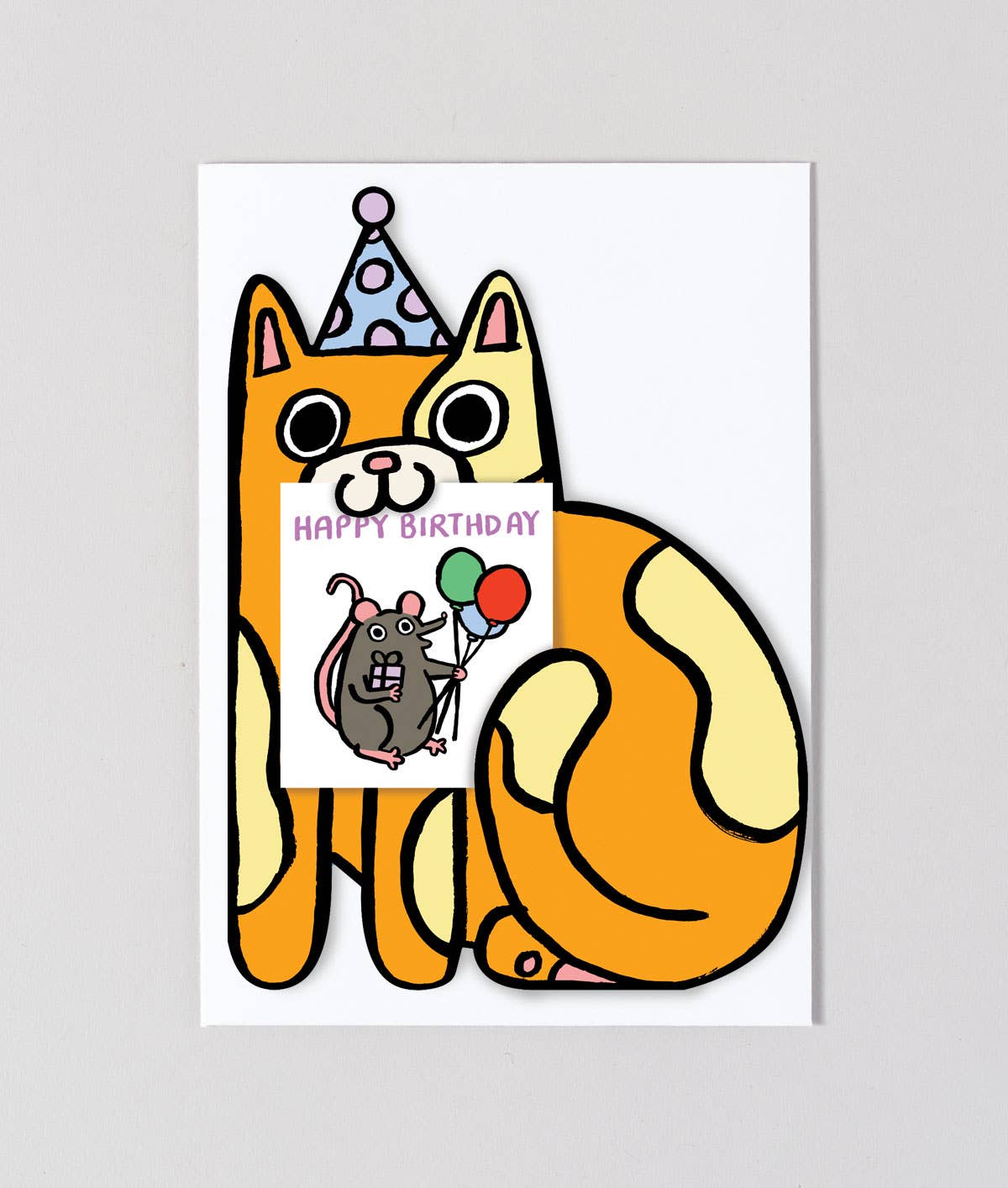 Cat with Mini Card Birthday Card | Wrap (England)