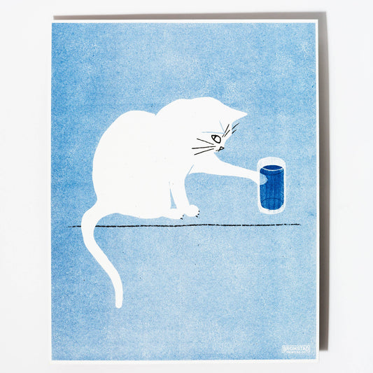 Water Glass Cat Art Print | Bromstad Printing Co. (VA)