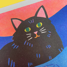 Load image into Gallery viewer, Ikea Bag Cat Risograph Print | Naomi Wilkinson (UK)