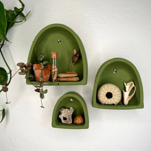 Load image into Gallery viewer, Cement Arch of Inspiration Floating Shelves | Moss | The Minimalist Ceramist (CA)