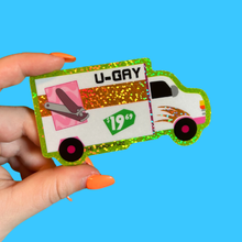 Load image into Gallery viewer, U-Gay Moving Truck Glitter Sticker | The Peach Fuzz (CA)