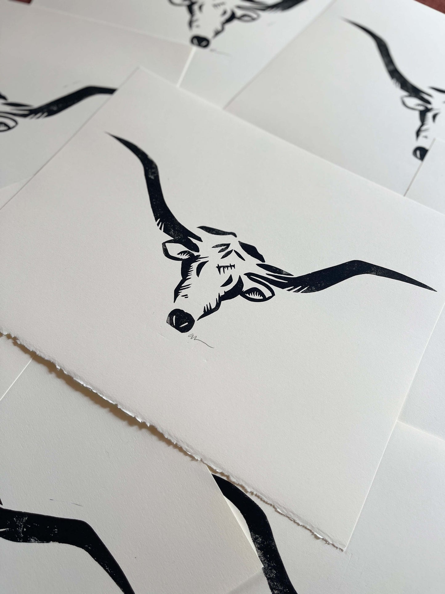 Longhorn Linocut Print | Ellen Orchard (TX)
