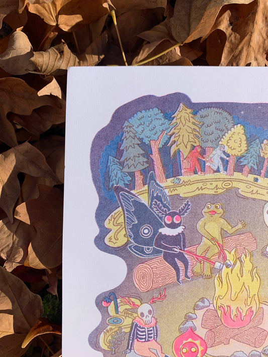Camp Cryptid Risograph Print | Carrie Garrison (VA)