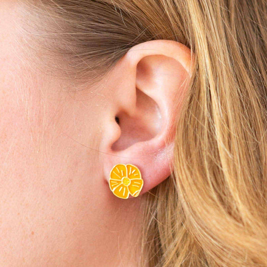 18k Gold Poppy Enamel Earrings | Jenny Lemons (CA)