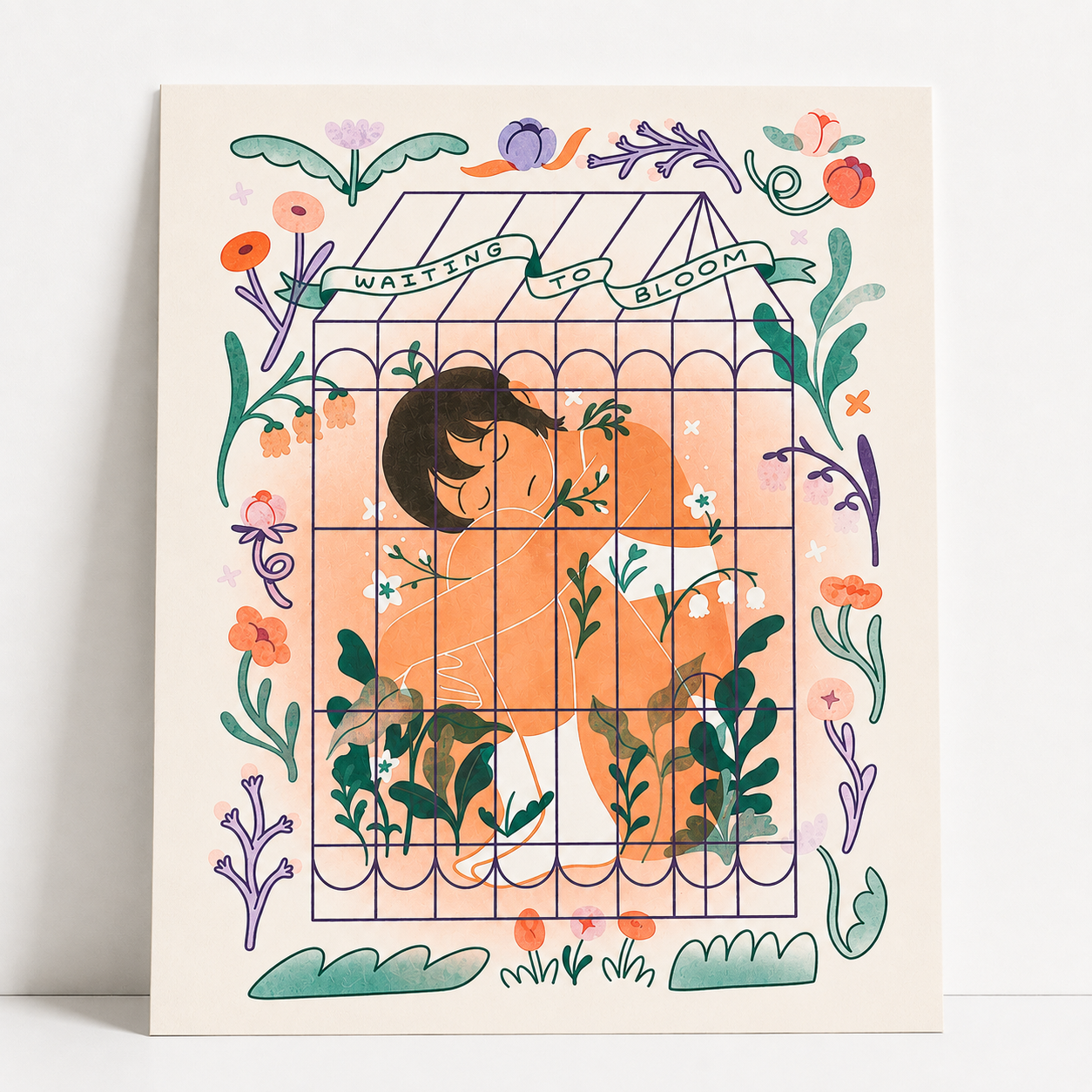 Waiting to Bloom RIsograph Print | EJ Chong x Play Nice Press (TX)