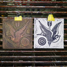 Load image into Gallery viewer, Swallows Linocut Print | BW Tattoo Series | Luke Martin (MD)
