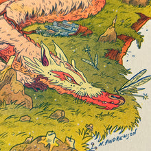 Load image into Gallery viewer, The Book Dragon Riso Print | Natalie Andrewson (CA)