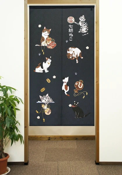 Lucky Cats Noren Curtain (Japan)