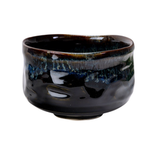 Load image into Gallery viewer, Matcha Bowl Black Blue Reactive Glaze (Japan)