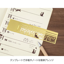 Load image into Gallery viewer, Cat Stencil Clip Ruler | Gold | Midori (Japan)