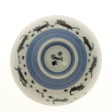 Load image into Gallery viewer, Ceramic Grey Crackle Cats Rice Bowl (Japan)