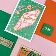 Load image into Gallery viewer, Sagittarius Zodiac A6 Risograph Print | Jacqueline Colley (UK)
