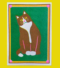 Load image into Gallery viewer, Black Cat Mini Risograph Print | Naomi Wilkinson (UK)