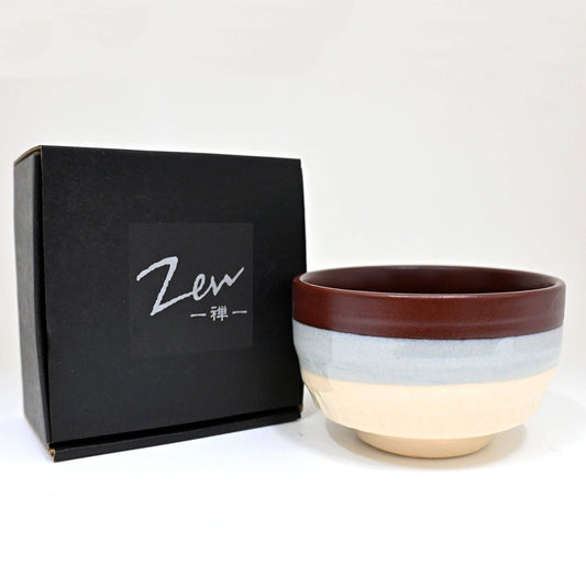Mino Ware Wine/Blue/Ivory Matcha Bowl (Japan)