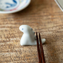 Load image into Gallery viewer, Edo Tyrannosaurus Dinosaur Porcelain Chopsticks Rest Blue (Japan)