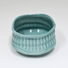 Load image into Gallery viewer, Turquoise Porcelain Mini Matcha Bowl | Ribbed Gloss Glaze | Japan
