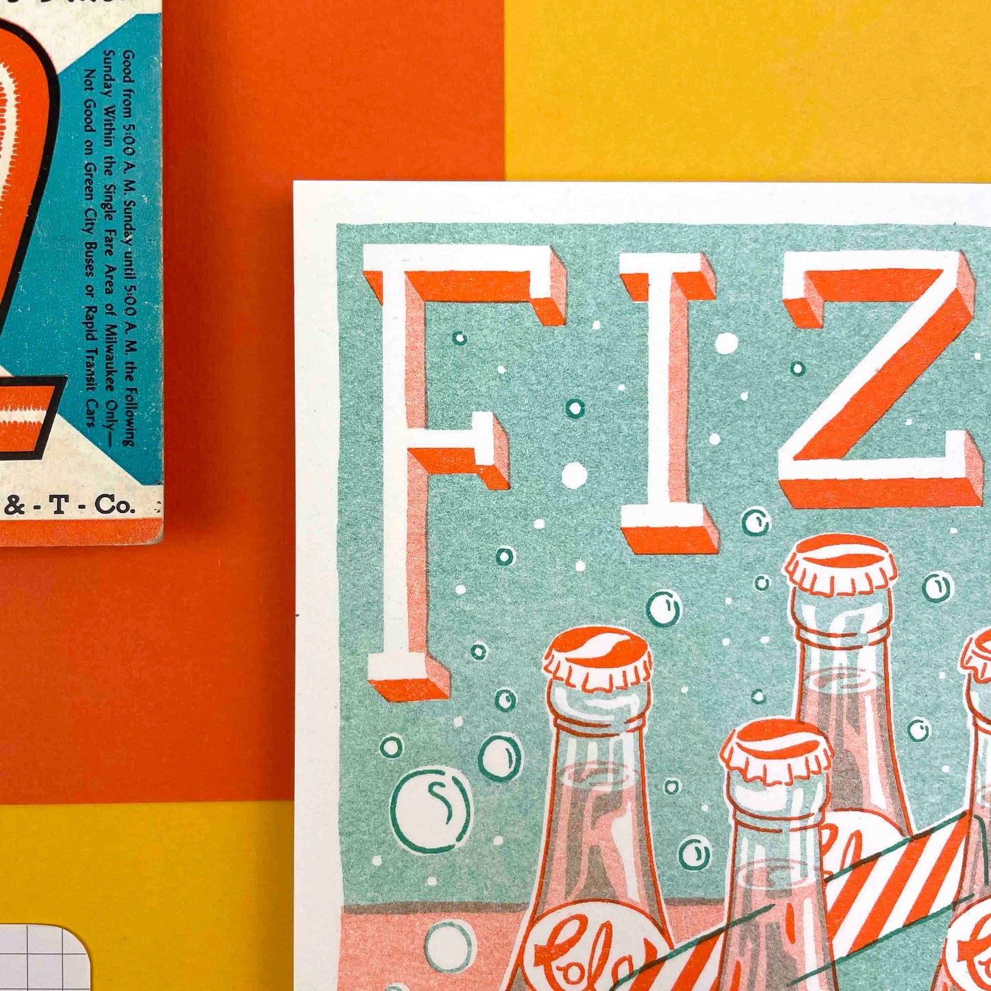 A5 Fizz Cola Bottles Risograph Print | Jacqueline Colley (UK)